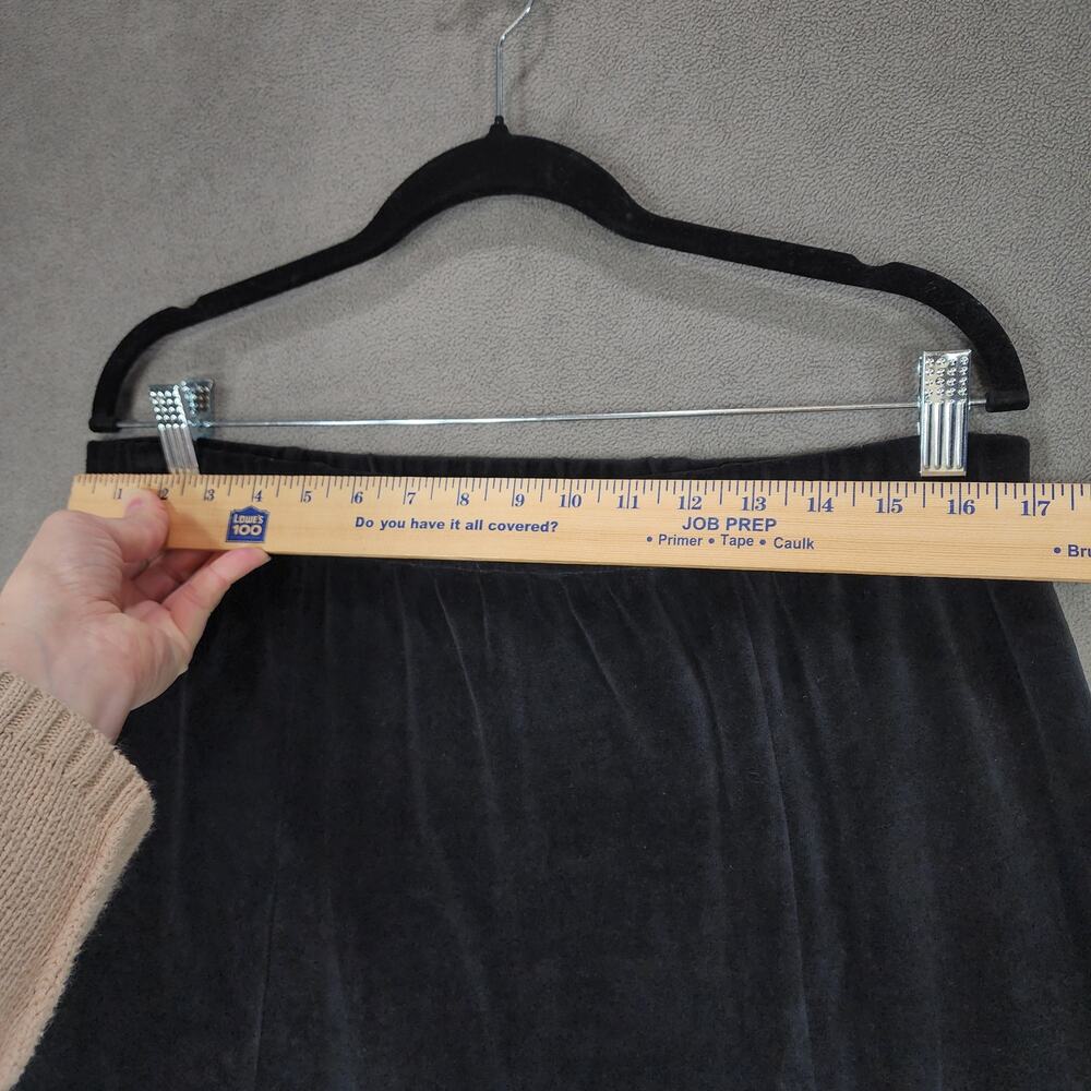 Vtg Appleseeds Velour Velvet Maxi Skirt 1x Black … - image 4